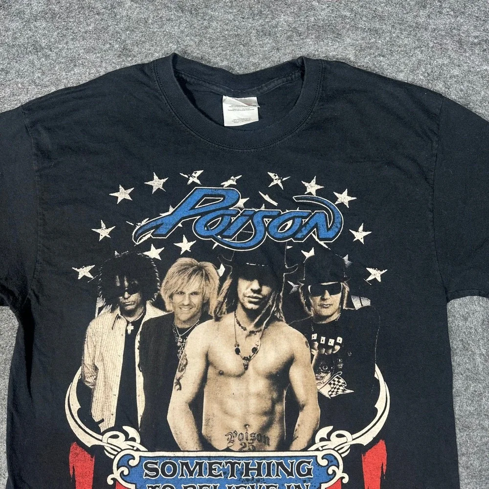 Poison Something To Believe In Tour 2011 Band T Shirt Mens Large Black - Picture 1 of 16